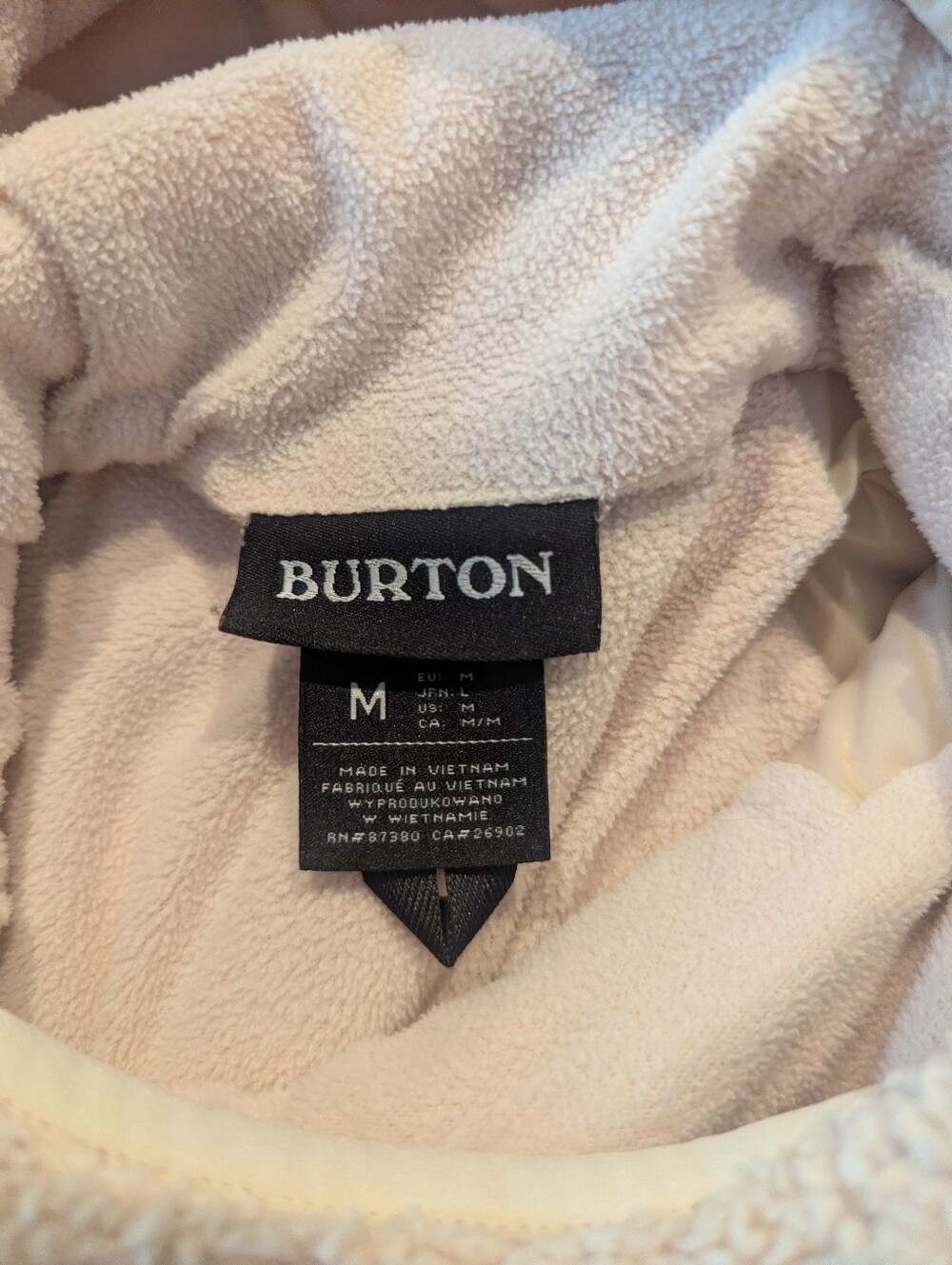 BURTON Lynx Pullover Cream Fleece Cowl Neck Hoodie Medium - Picture 7 of 13
